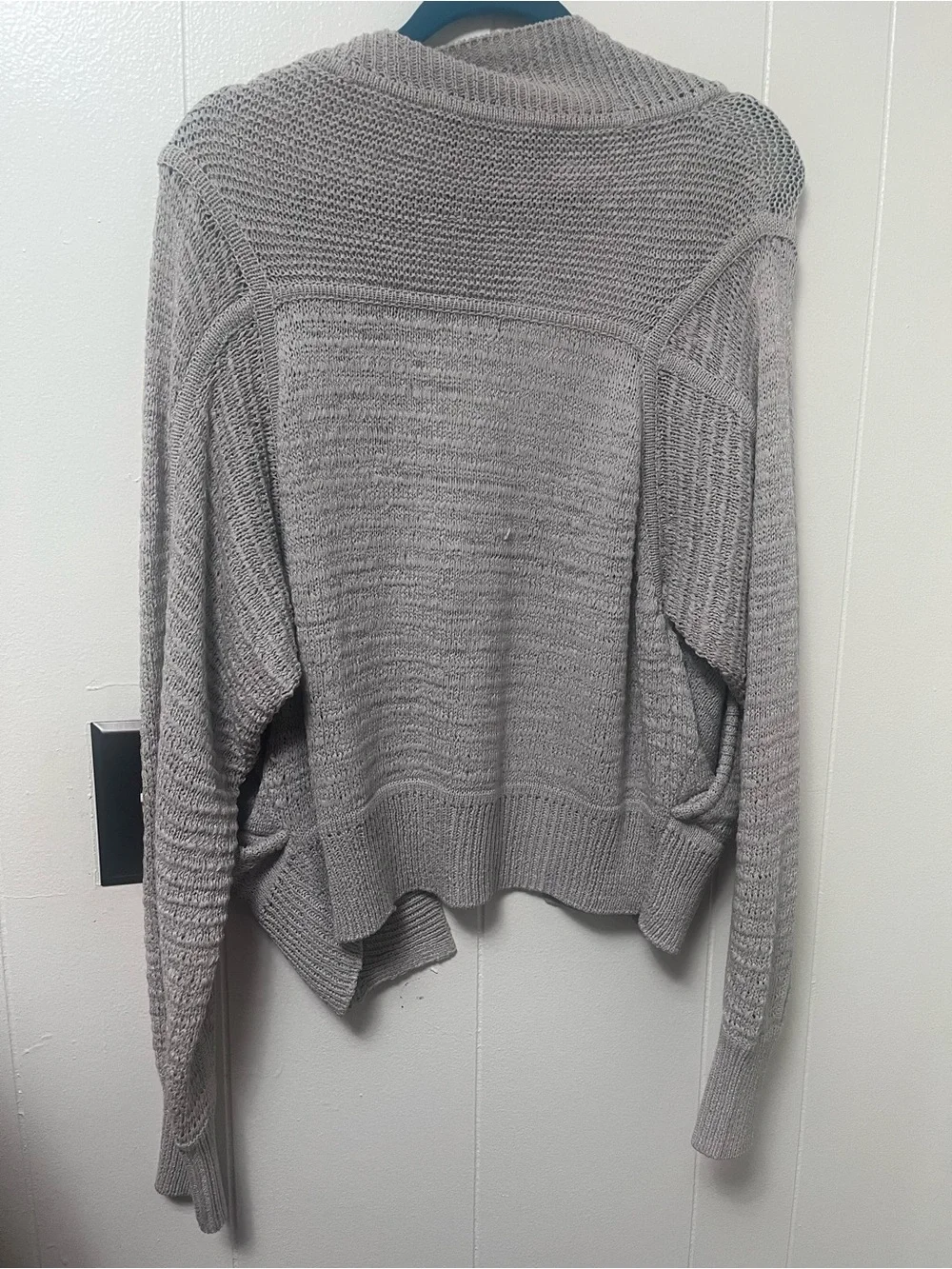 7 For All Mankind Light Gray Open-Front Knit Cardigan